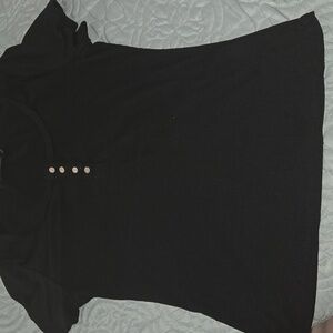 Black Short Sleeve Top with Button Detail Size xl